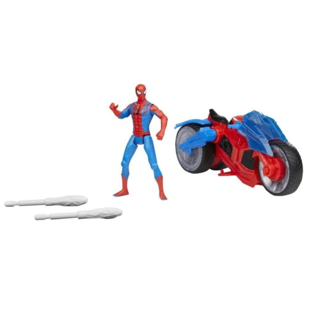 Spider-Man - Mota Lança teias c/ Figura de 10 cm