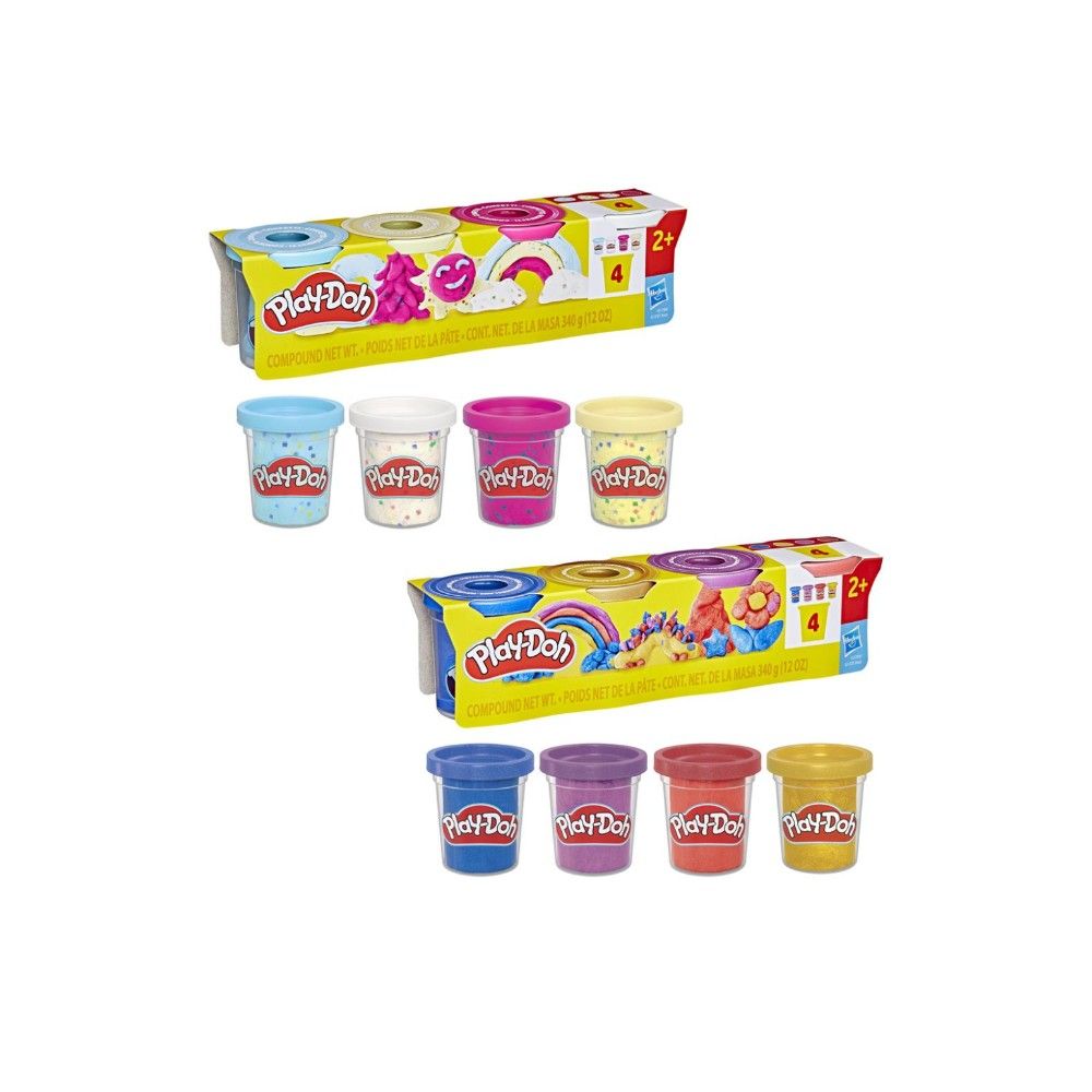 Play-Doh - Pack de 4 Potes Confeti e Glitter (85 gr)