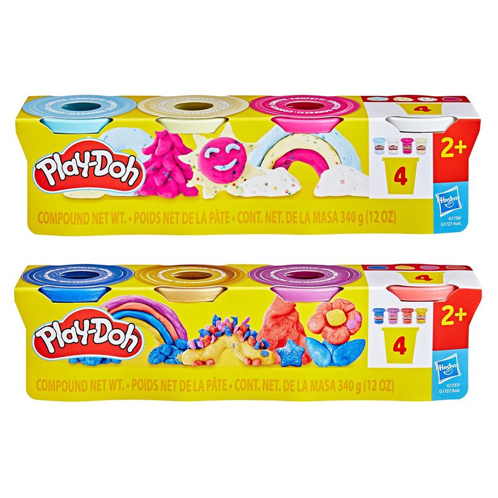 Play-Doh - Pack de 4 Potes Confeti e Glitter (85 gr)