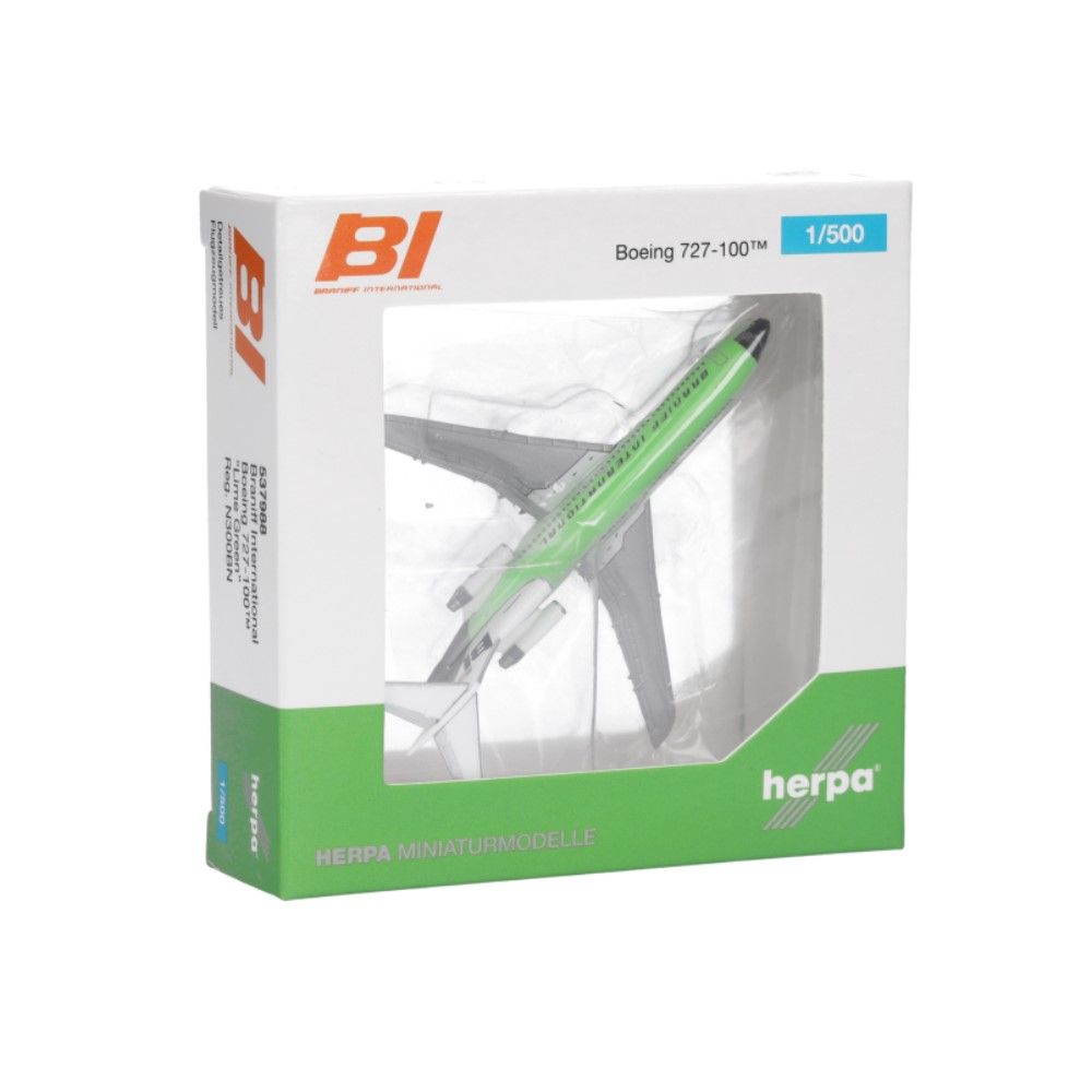 1/500 - Boeing 727-100 Braniff International - solid lime green
