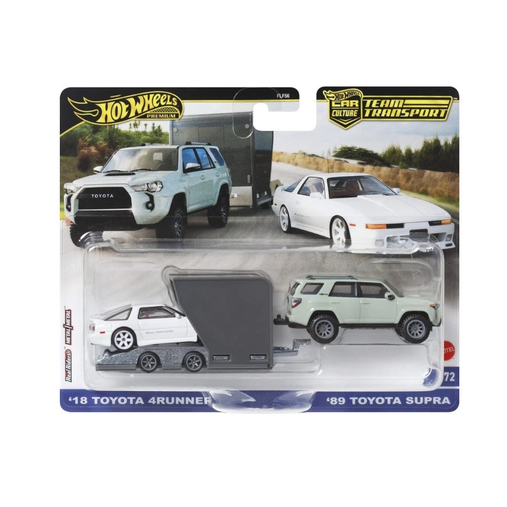 1/64 - Team Transport Toyota Supra 1989 + Toyota 4x4 2018Runner + Atrelado