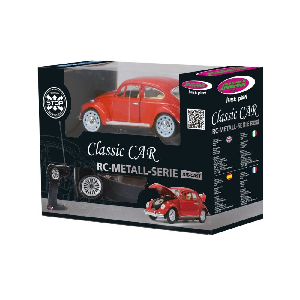1/18 - VW Beetle, vermelho 27MHz (Carroçaria em Metal)