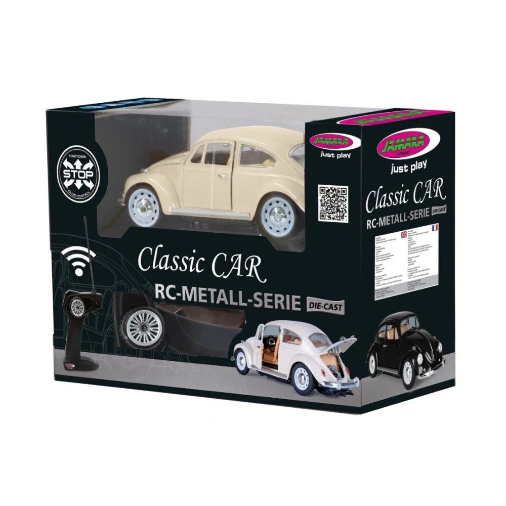 1/18 - VW Beetle, bege 27MHz (Carroçaria em Metal)