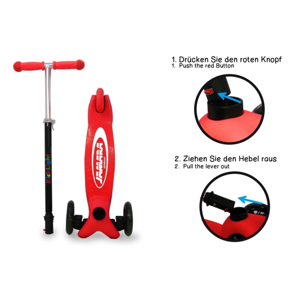 Trotinete Kick Light com luz, Vermelha