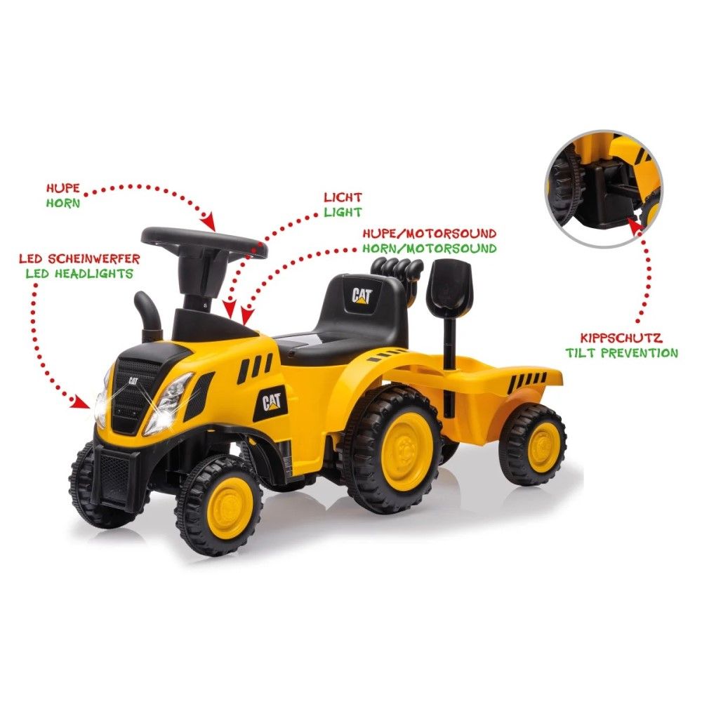 Andador Caterpillar Tractor com reboque 2 em 1