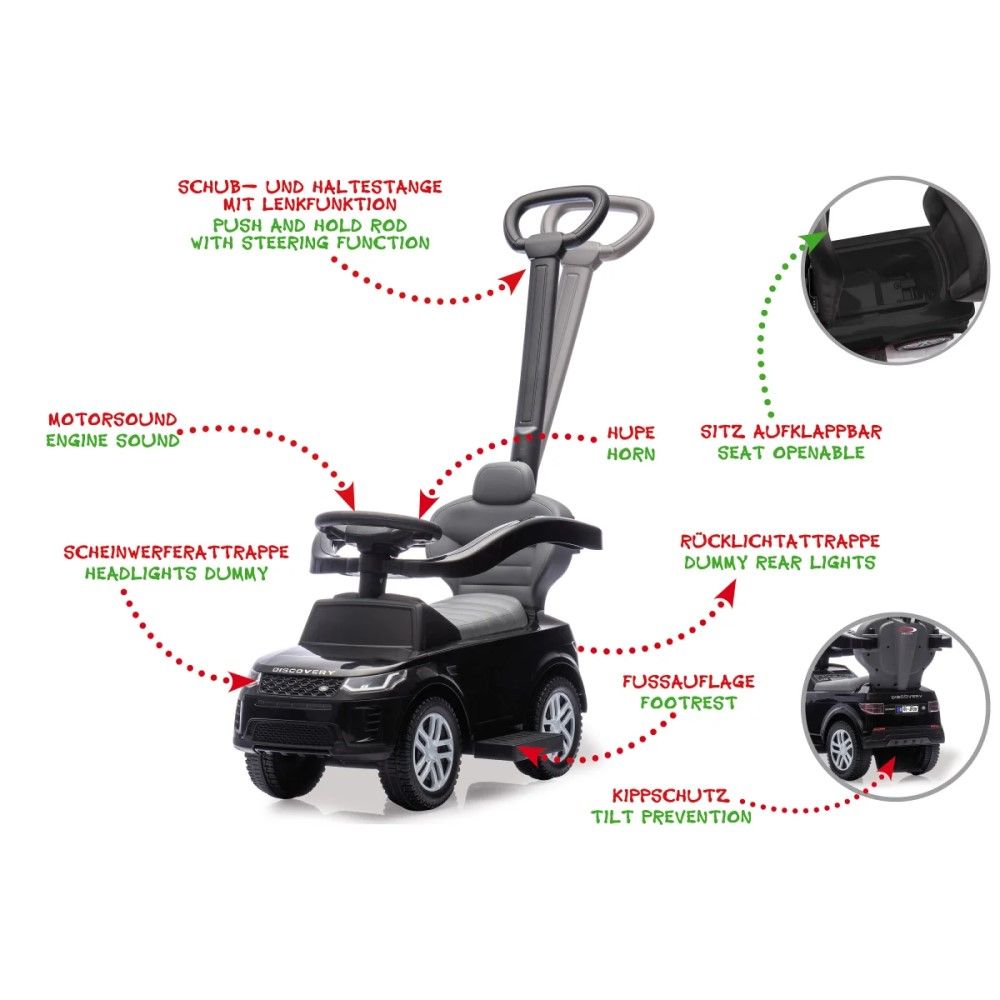 Andador Land Rover Discovery, Preto 3 em 1