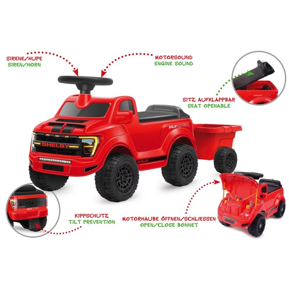Andador Ford F-150 Raptor com Reboque, Vermelho