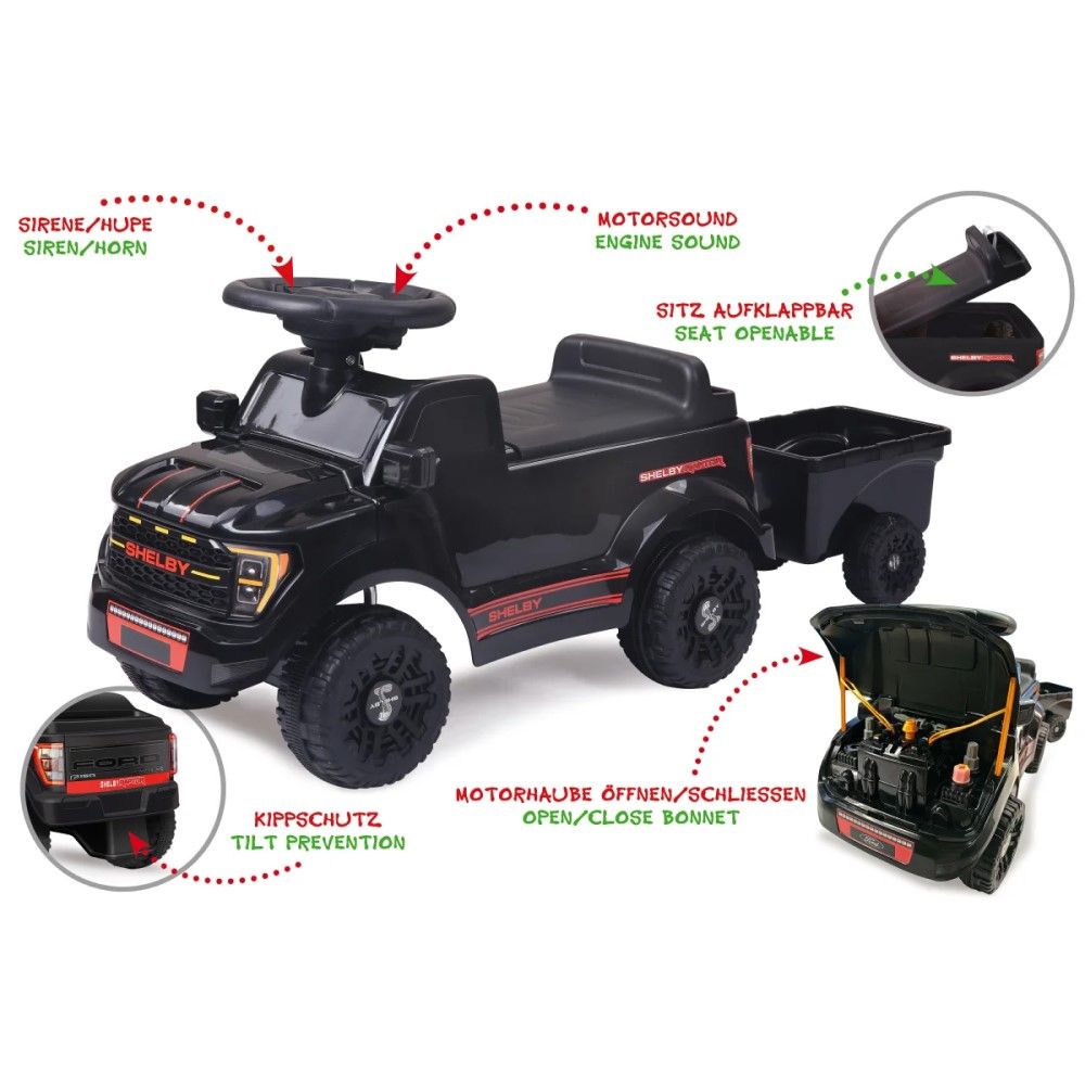 Andador Ford F-150 Raptor com Reboque, Preto