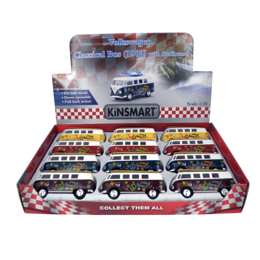 VW T1 Bus com Prancha de Surf (1962) - 4 cores (display 12un)