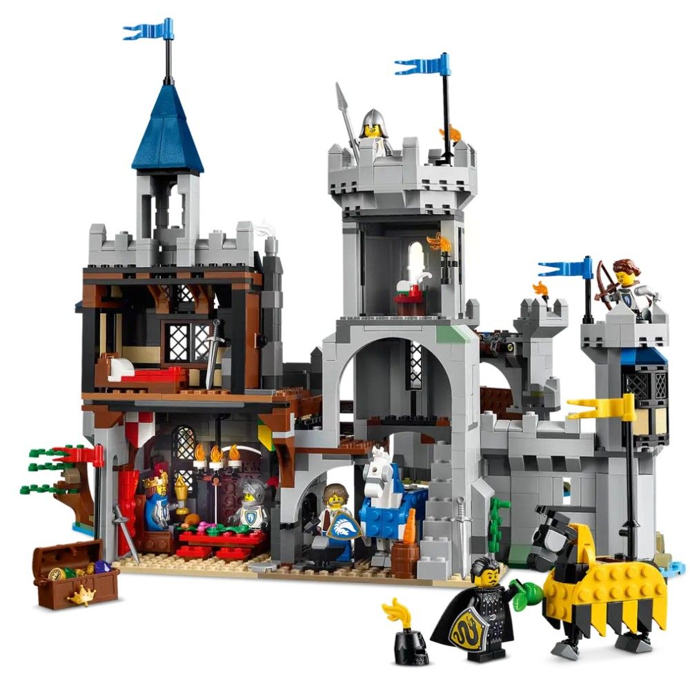 Castelo Medieval com Cavaleiro e Cavalo