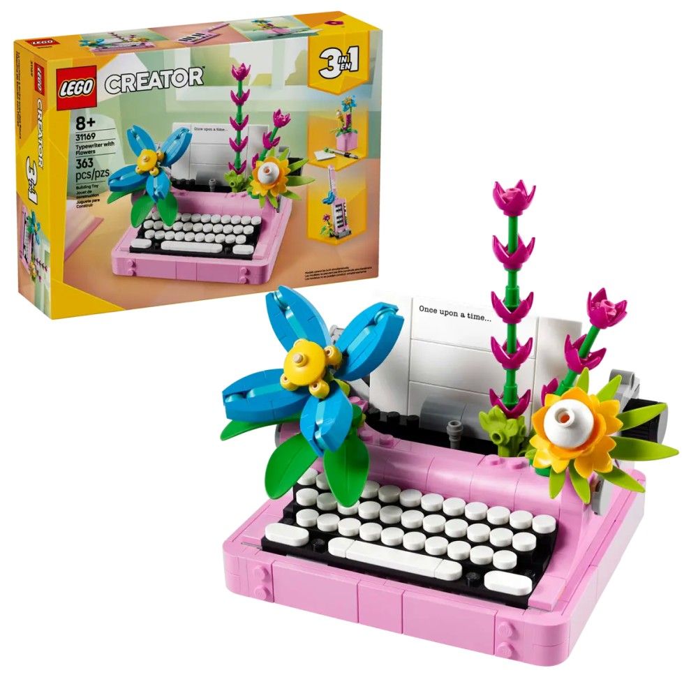 Máquina de Escrever com Flores