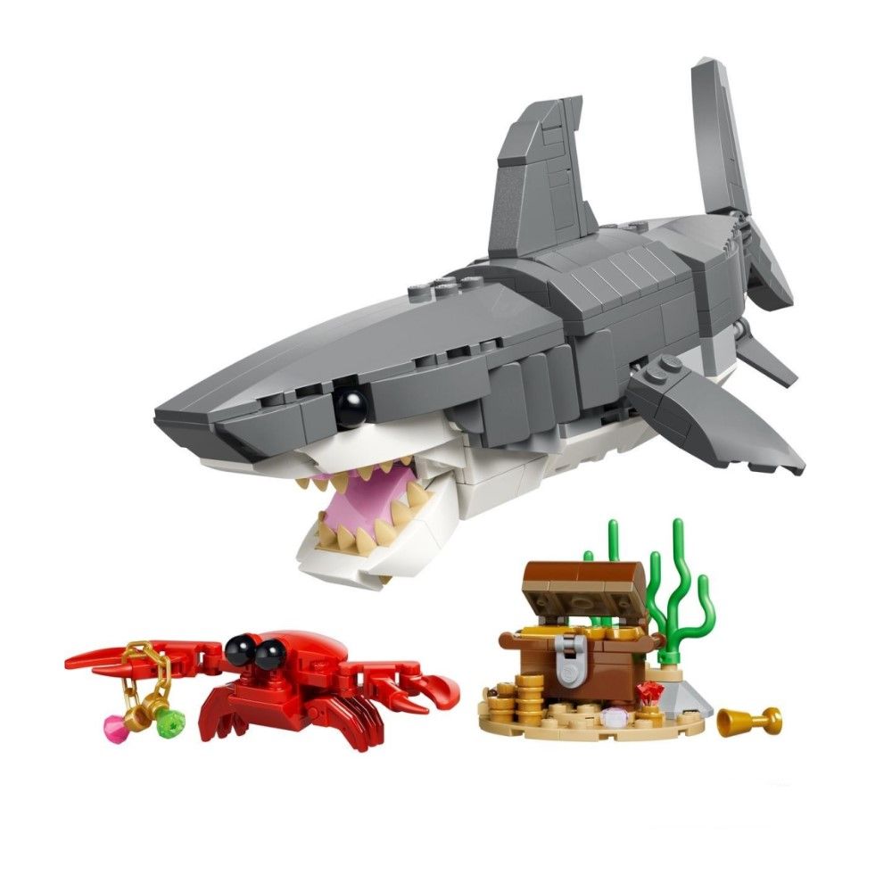 Tubarão Feroz Com Baú do Tesouro