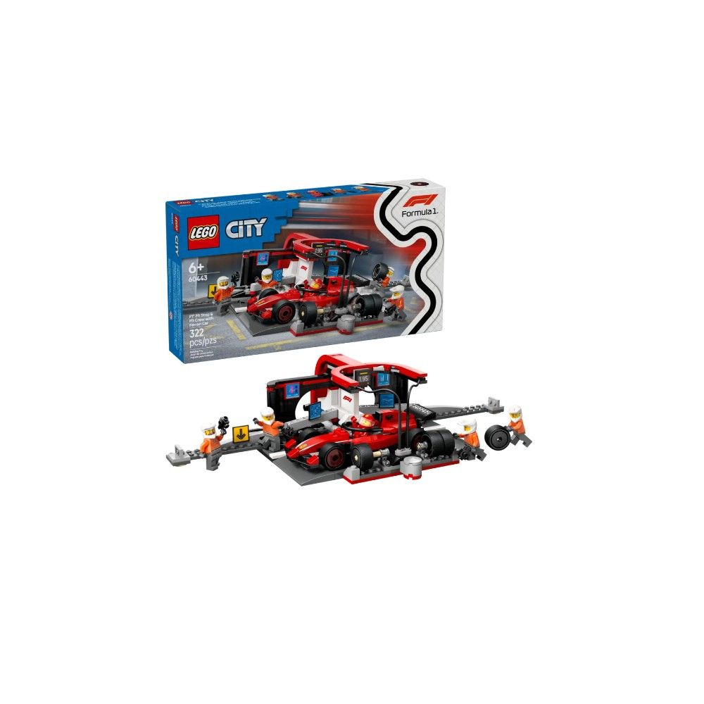 Boxe de F1 e Equipa da Boxe com Carro da Ferrari