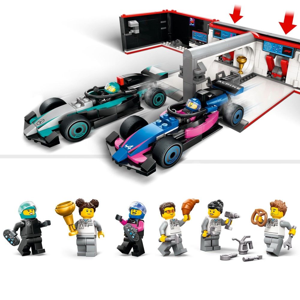 Garagem de F1 e Carros da Mercedes-AMG e Alpine