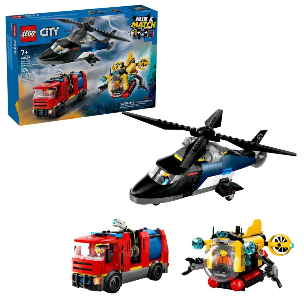 Combinação de Helicóptero, Camião dos Bombeiros e Submarino