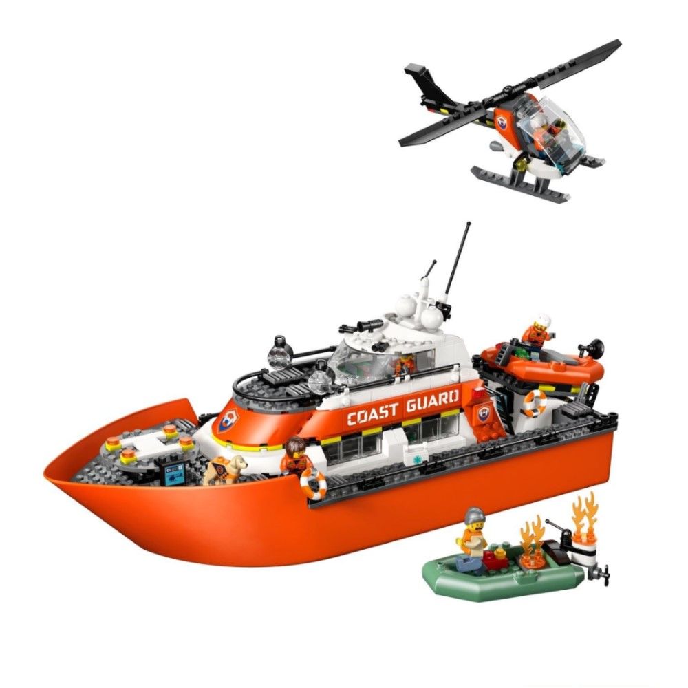 Barco e Helicóptero de Resgate da Guarda Costeira