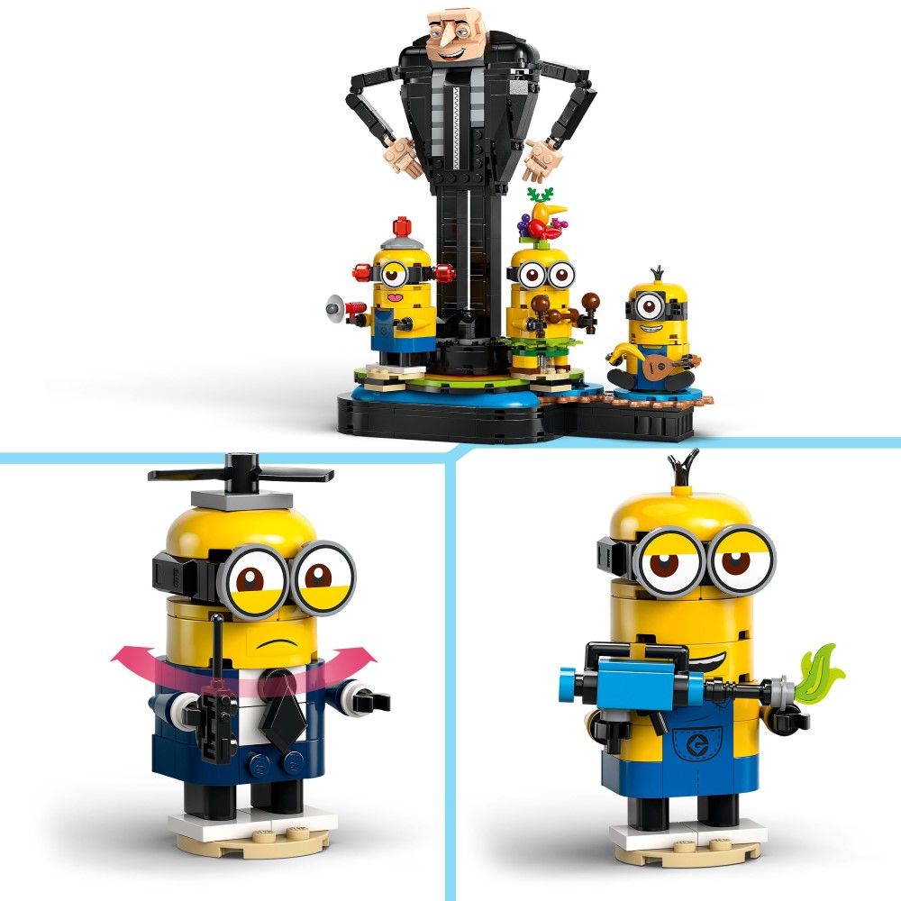 Gru e Minions Construídos com Peças