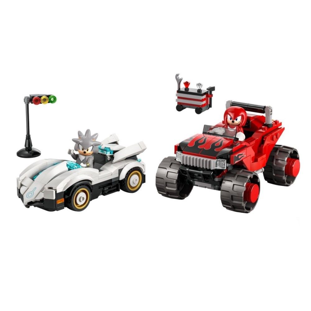 Carro do Silver contra Monster Truck do Knuckles