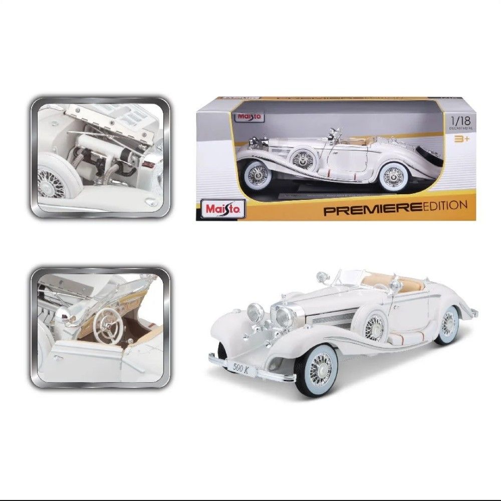 1/18 - Mercedes 500 K Typ Spezial-Roadster, Branco, 1936, Maharadjah