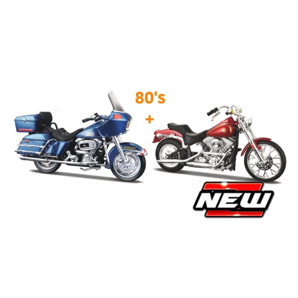 1/18 - Set Harley Davidson anos 80, FLT Tour Glide 1980 + FXST Softail 1984