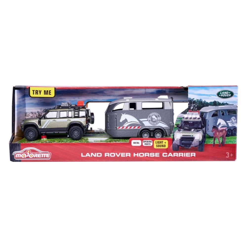 Land Rover com luz e sons + Reboque com Cavalo