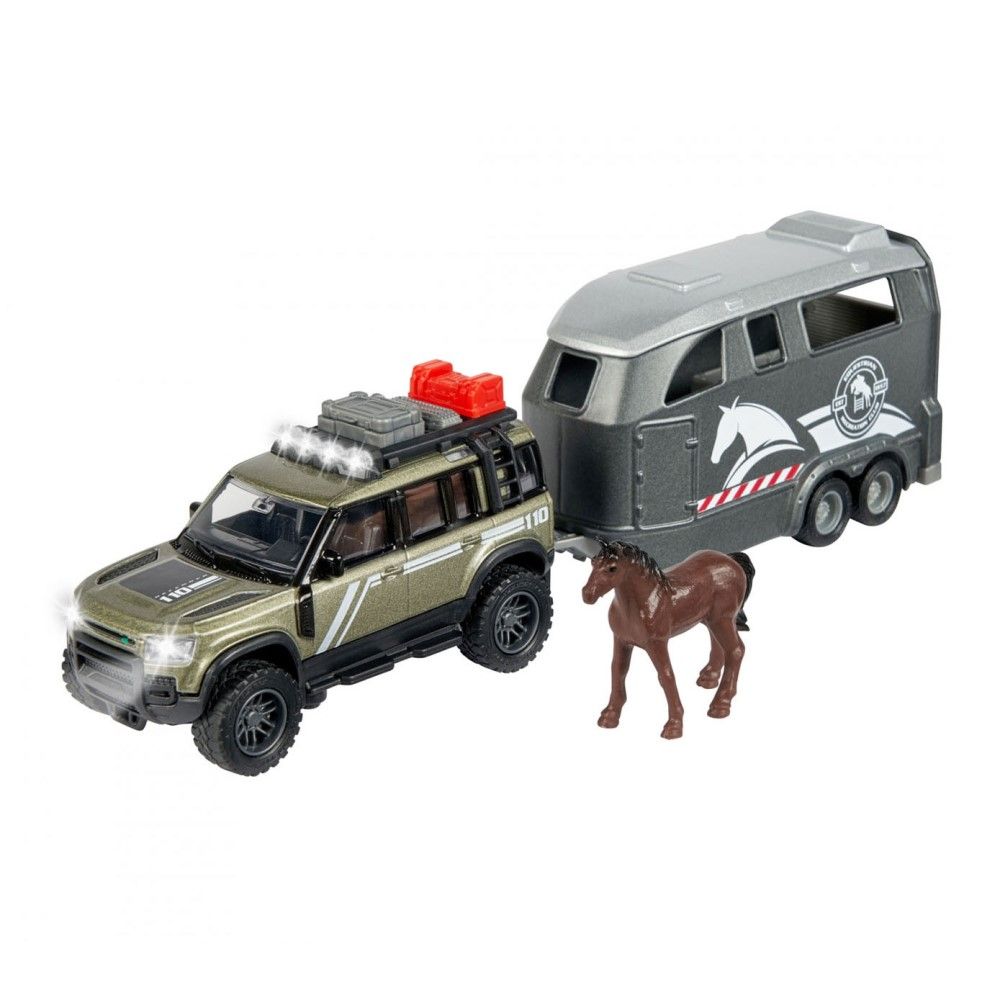 Land Rover com luz e sons + Reboque com Cavalo