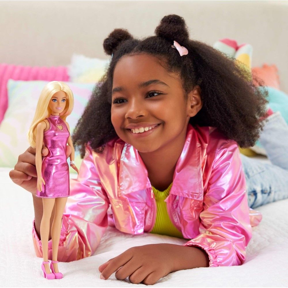 Barbie Metallic Pink Minidress