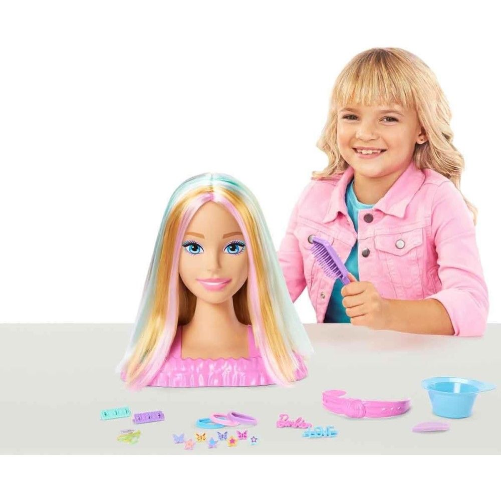 Busto Barbie com mais de 20 acessórios de estilo de cabelo