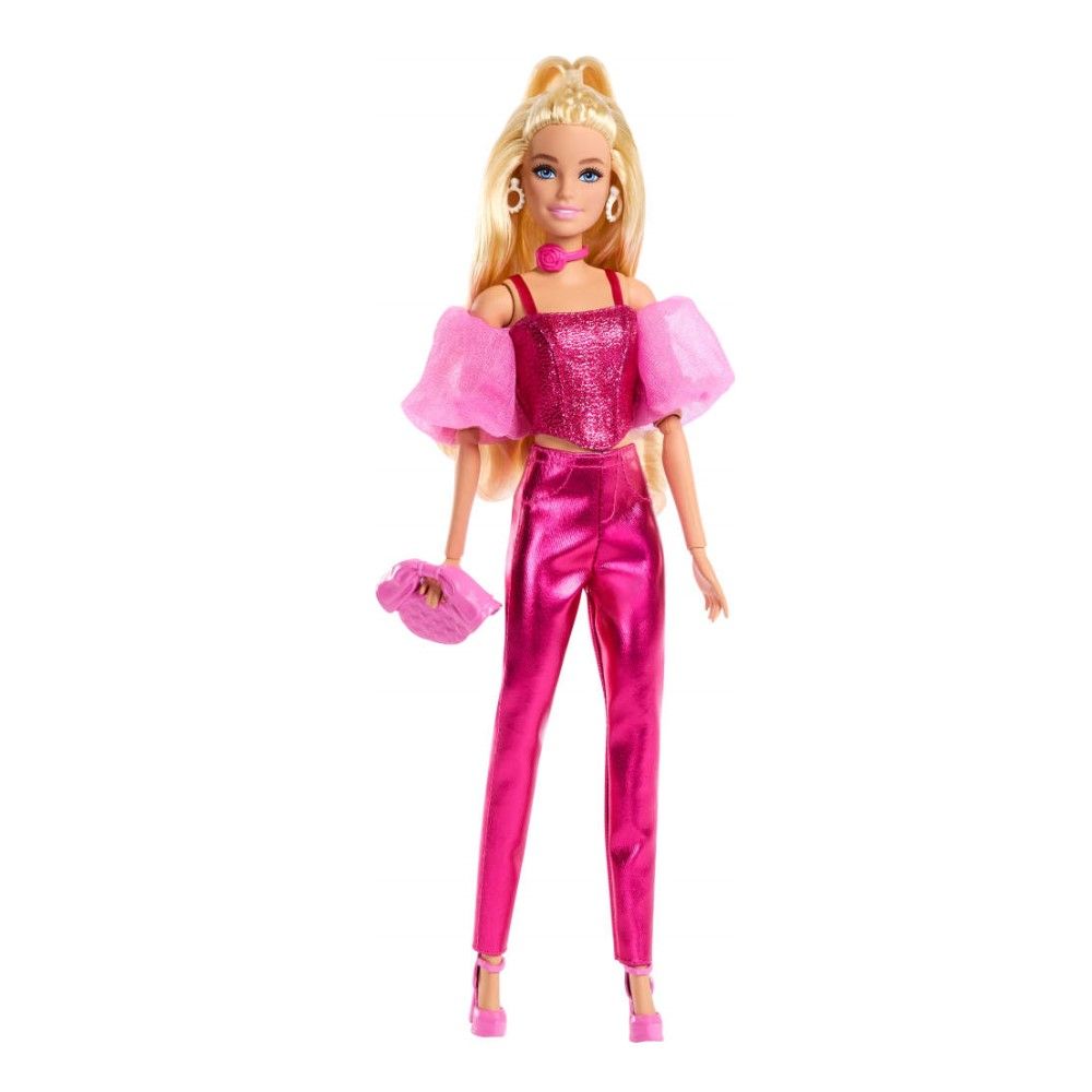 Barbie Fashionista Deluxe com vestido rosa metalizado