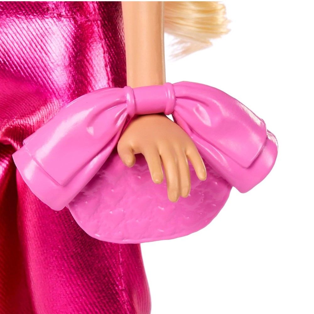 Barbie Fashionista Deluxe com vestido rosa metalizado