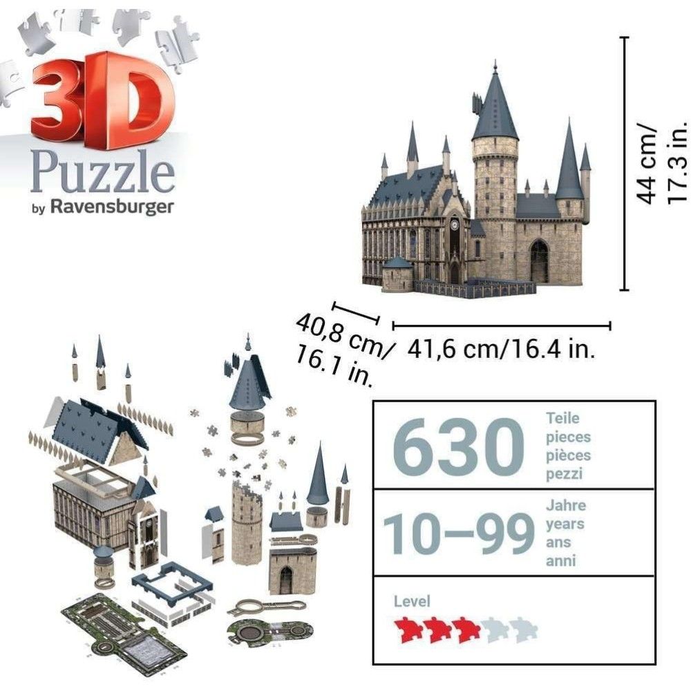 Pzl 3D - Castelo de Hogwarts, salão principal