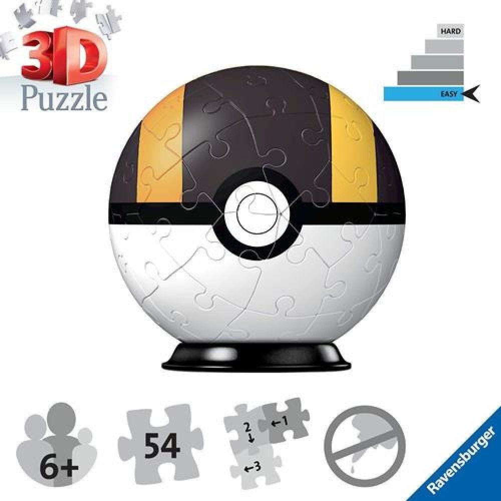 Pzl 3D - Bola Pokemon Ultra Ball (54 peças)