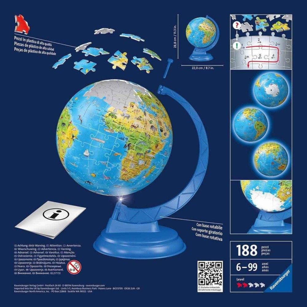 Pzl 3D - Globo com luz (180 peças)
