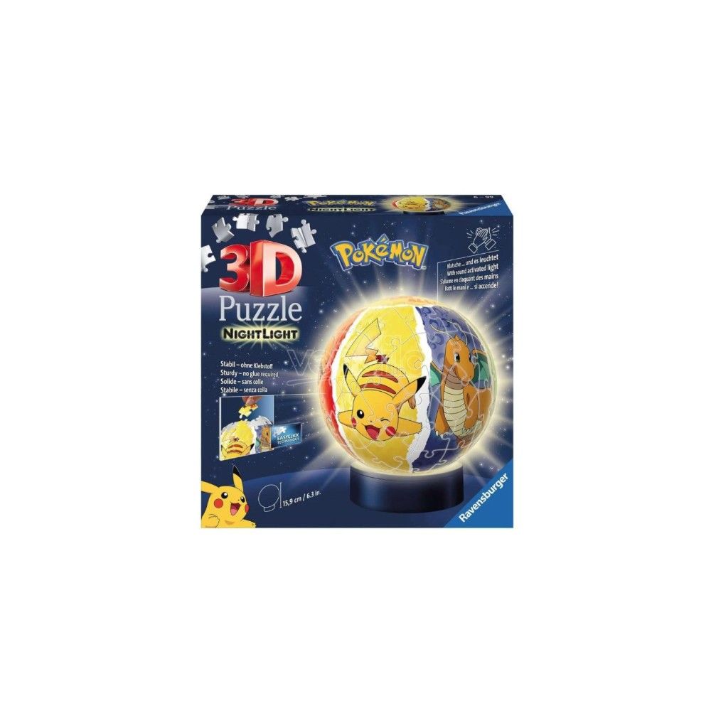 Pzl 3D - Bola Pokemon com luz (72 peças)