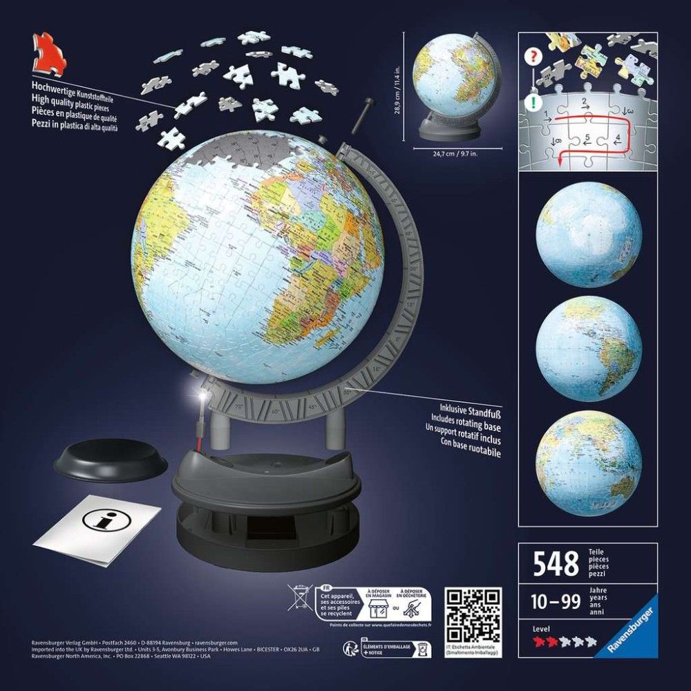 Pzl 3D - Globo com luz (540 peças)