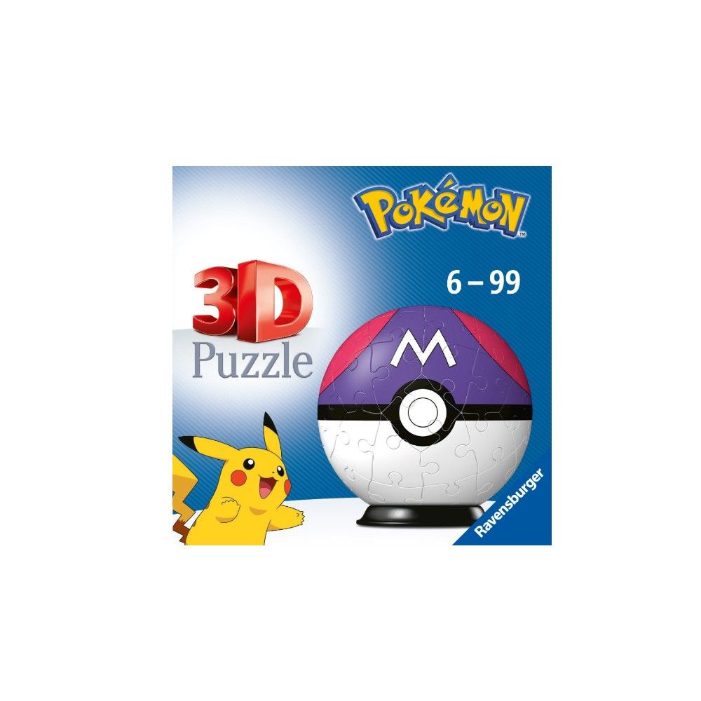 Pzl 3D - Bola Pokemon Masterball Viola (54 peças)