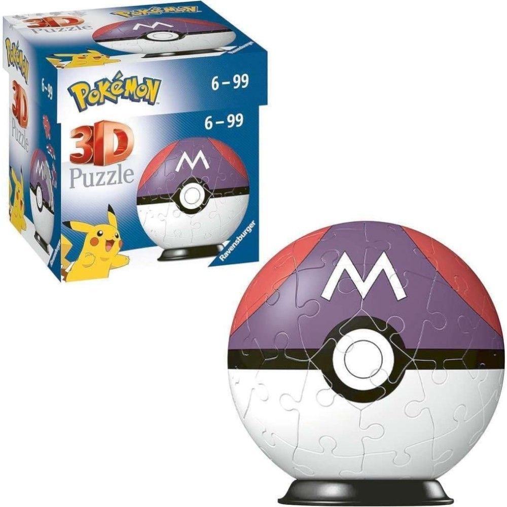 Pzl 3D - Bola Pokemon Masterball Viola (54 peças)