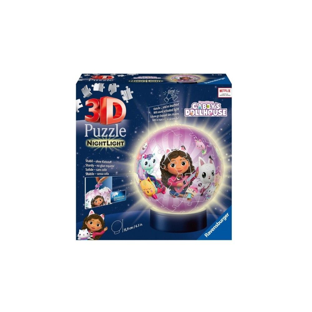 Pzl 3D - Bola Gabby`s Dollhouse com luz (72 peças)