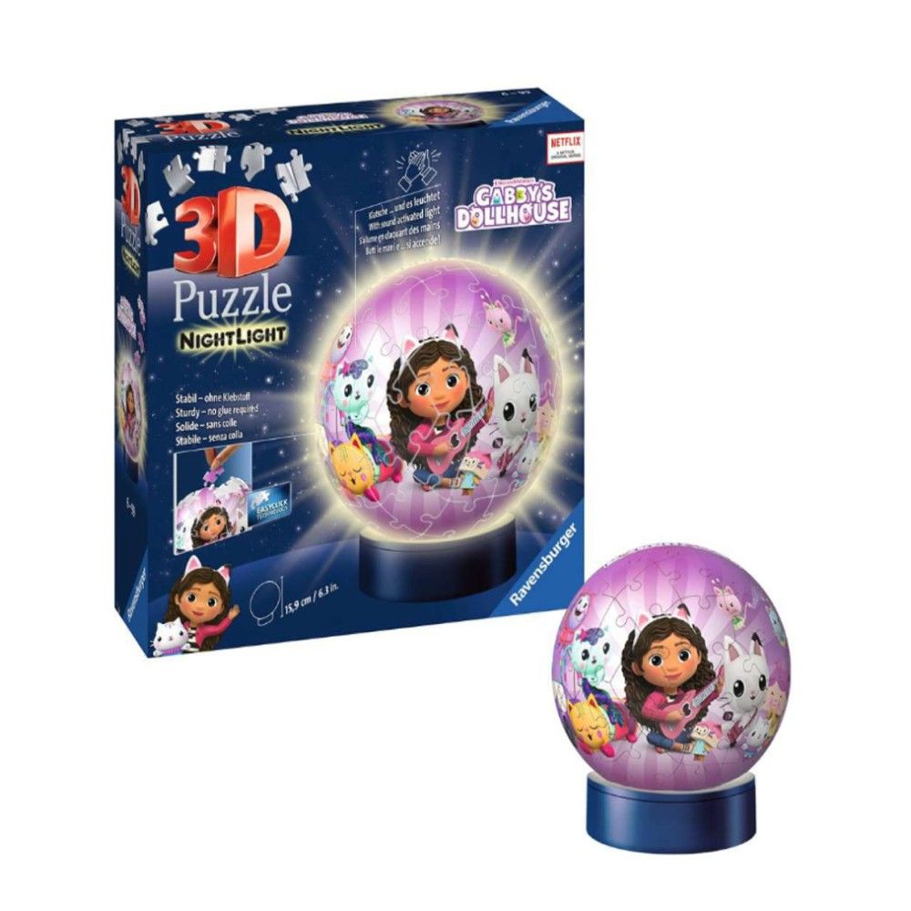 Pzl 3D - Bola Gabby`s Dollhouse com luz (72 peças)