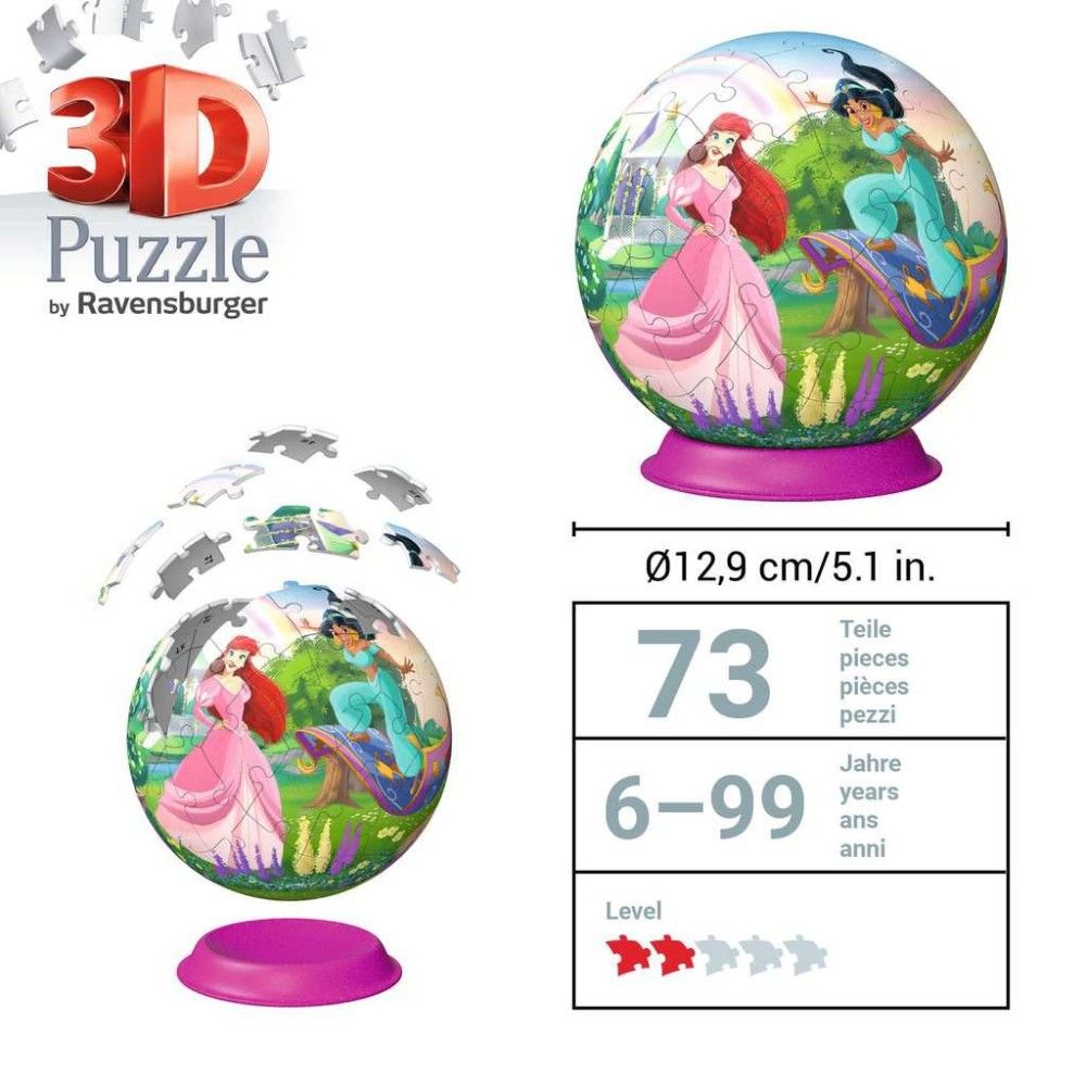 Pzl 3D - Bola Princesas Disney (72 peças)