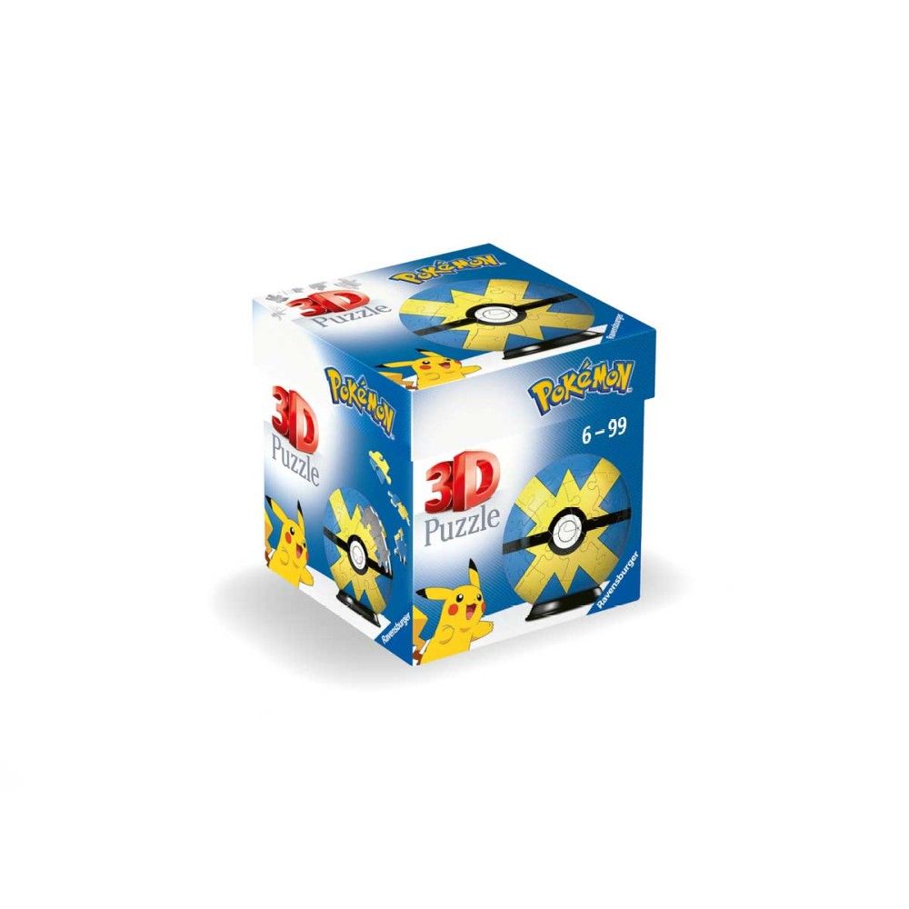 Pzl 3D - Bola Pokemon Quick Ball (54 peças)