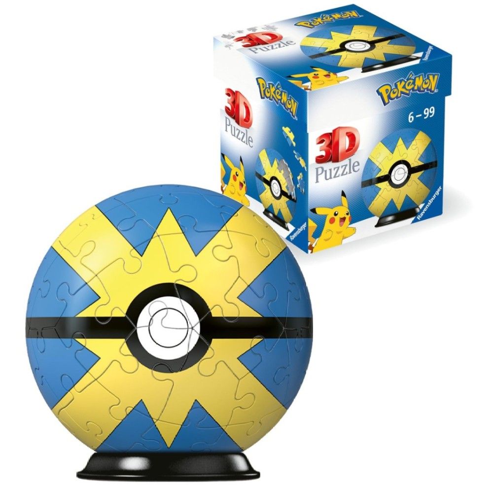 Pzl 3D - Bola Pokemon Quick Ball (54 peças)