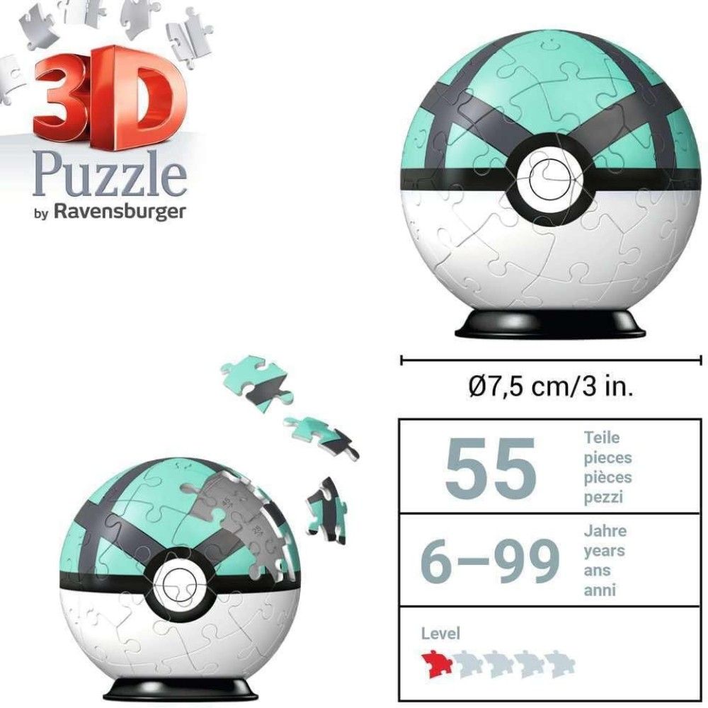 Pzl 3D - Bola Pokemon Net Ball (54 peças)