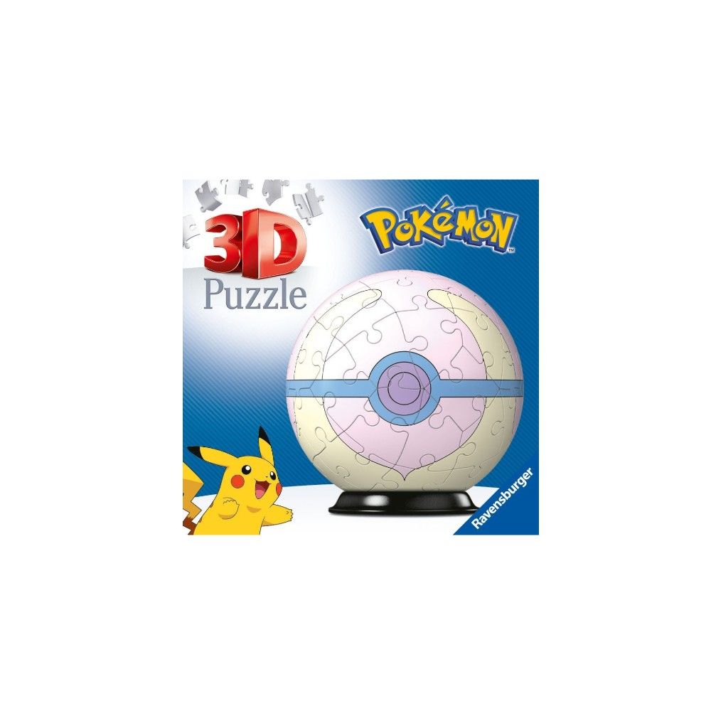 Pzl 3D - Bola Pokemon Heal Ball (54 peças)
