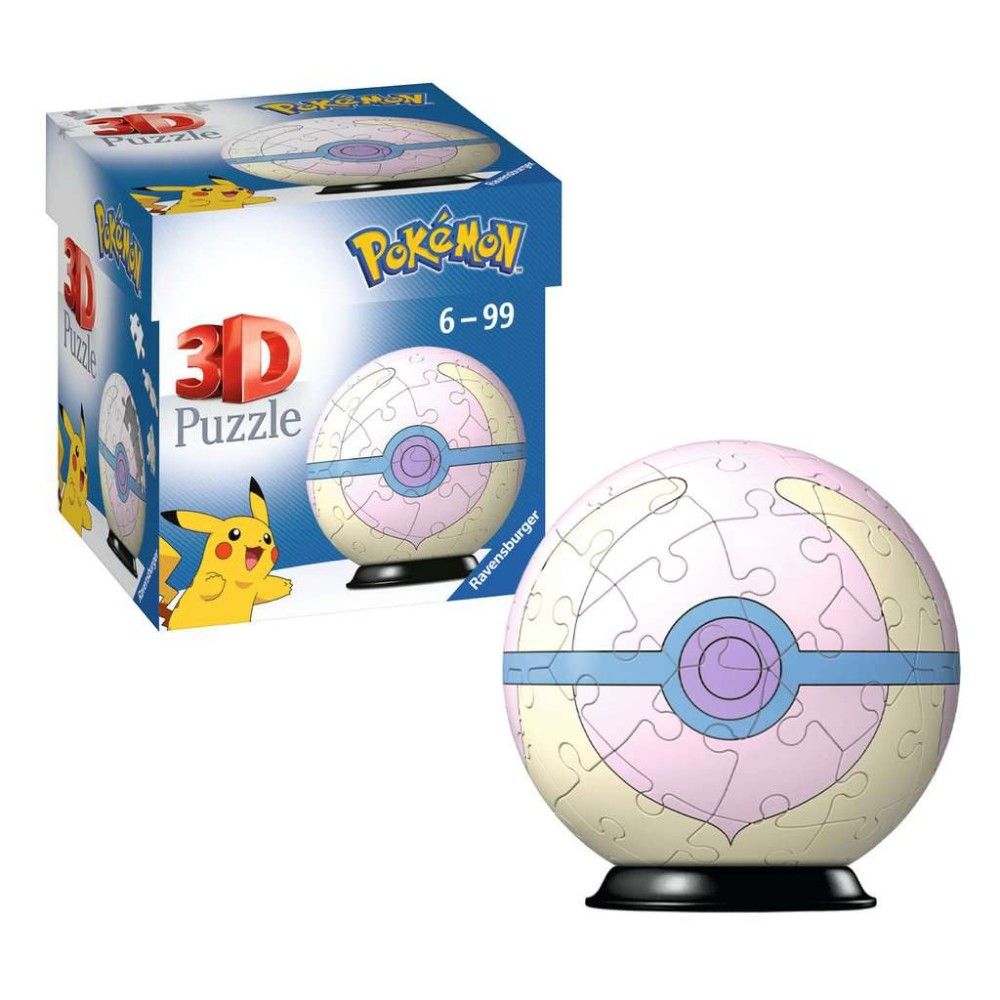 Pzl 3D - Bola Pokemon Heal Ball (54 peças)