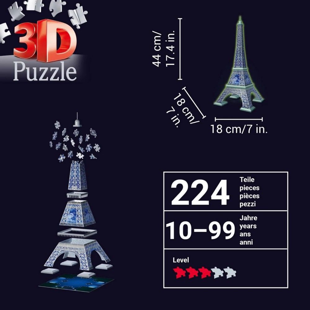 Pzl 3D - Torre Eiffel (brilha no escuro)