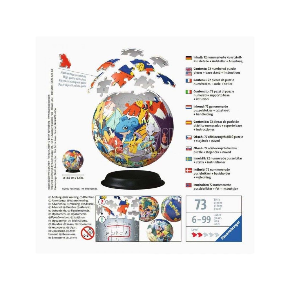 Pzl 3D - Bola Pokemon (72 peças)