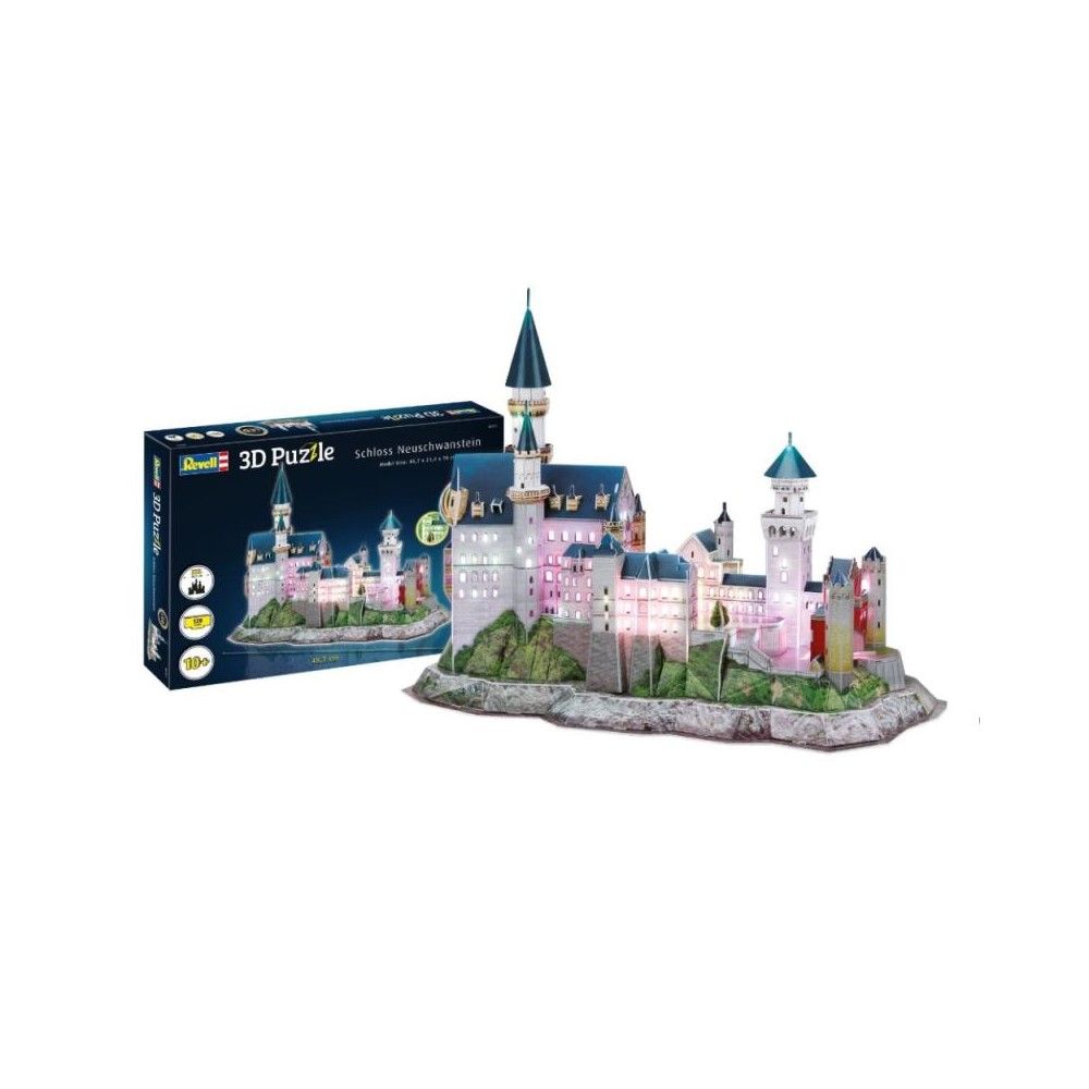 Pzl 3D - Castelo de Neuschwanstein com iluminação LED