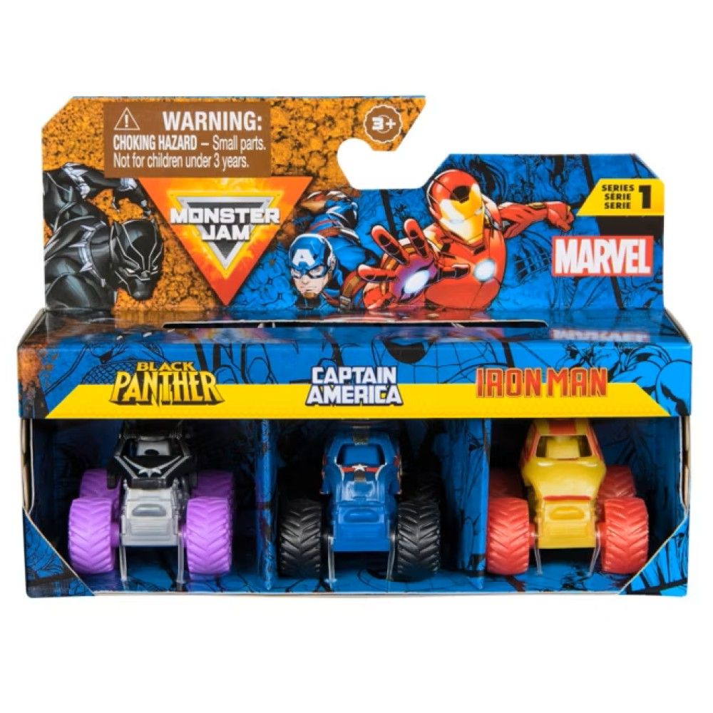 Monster Jam - Pack de 3 veículos Marvel Mini