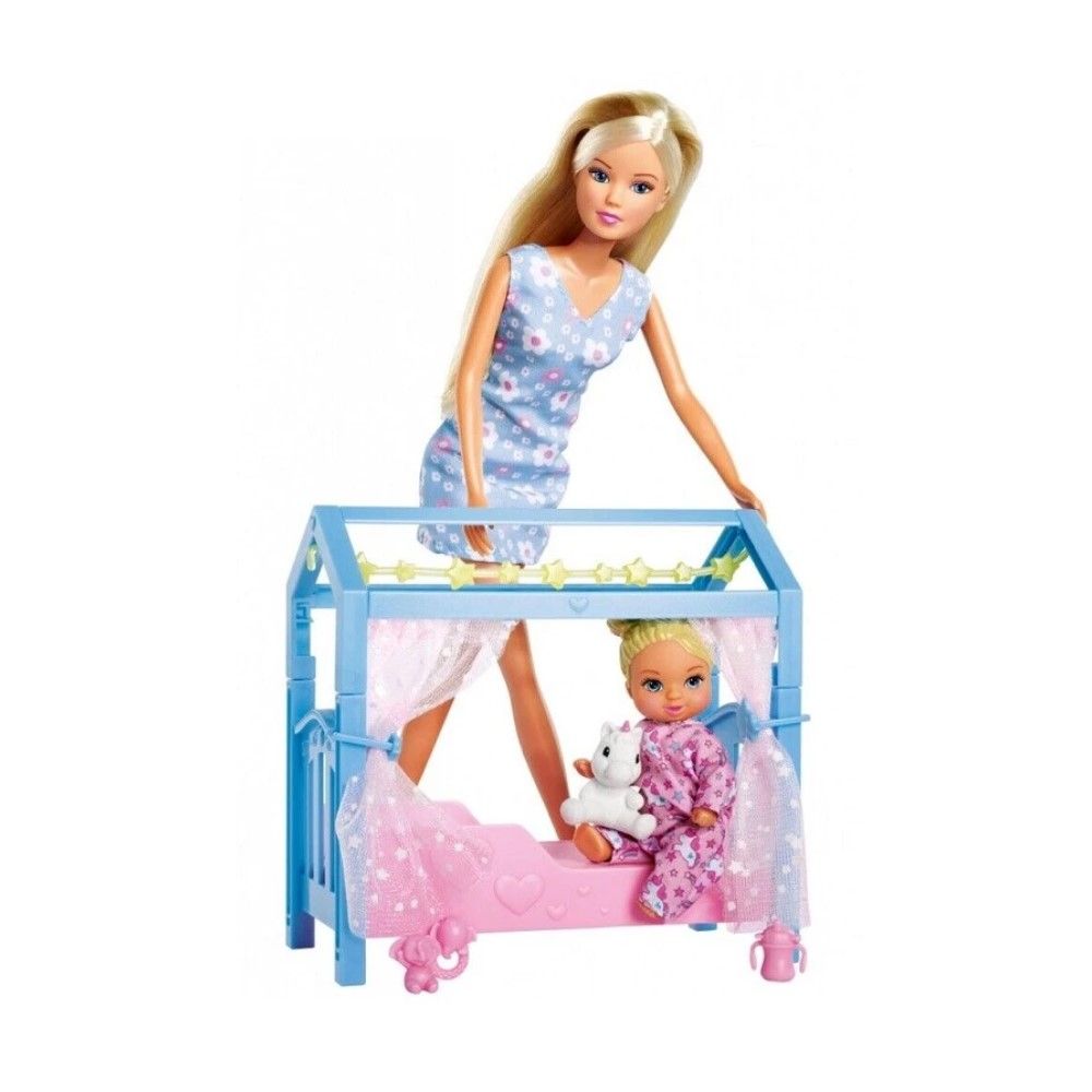 Steffi com Bebé + cama com acessórios